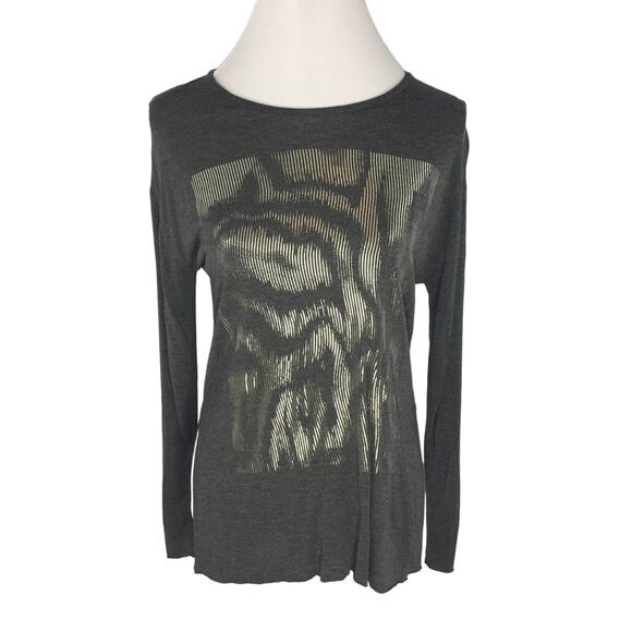 Zara W&B Women's Tee Long Sleeve Graphic Size Small - Picture 6 of 8